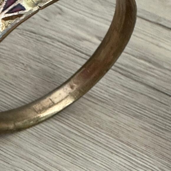 Vintage Dominique Piechaud Signed Enameled Bronze Bangle Bracelet - Picture 7 of 9